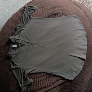 Business+Business Casual Deep Olive Green Blouse